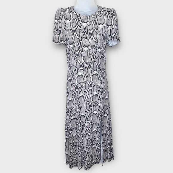 AFRM Jamie Snakeskin Print Open Back Short Sleeve Midi Dress Size Medium - Picture 2 of 9